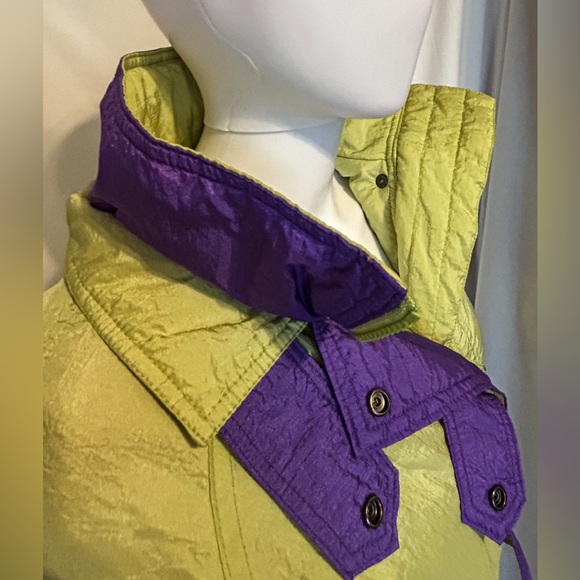 Rare Vintage Prezzia 1980’s Sz M Lime Green & Purple Ski Jacket Retro Funky Cool - Picture 3 of 8